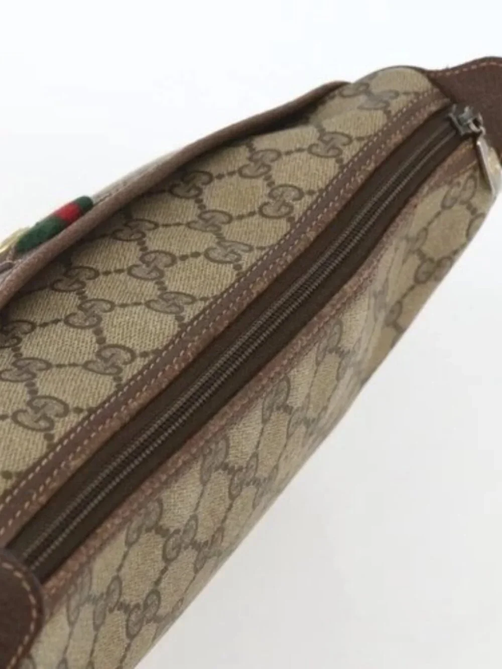 GUCCI GG Supreme Web Sherry Line Bag PVC Beige Gold 89 02 077 Auth 165219 - Picture 5 of 16